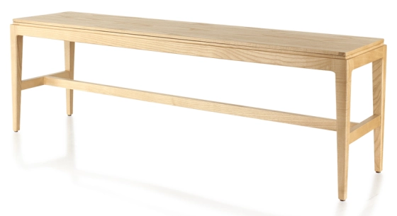 Banc design bois teinte naturelle assise bois L140 cm