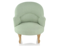 Fauteuil crapaud avec accoudoirs pieds bois teinte naturelle et tissu vert sauge Fauteuil crapaud avec accoudoirs pieds bois teinte naturelle et tissu vert sauge