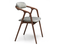 Chaise scandinave bois teinte noyer assise tissu velours gris bleu Chaise scandinave bois teinte noyer assise tissu velours gris bleu