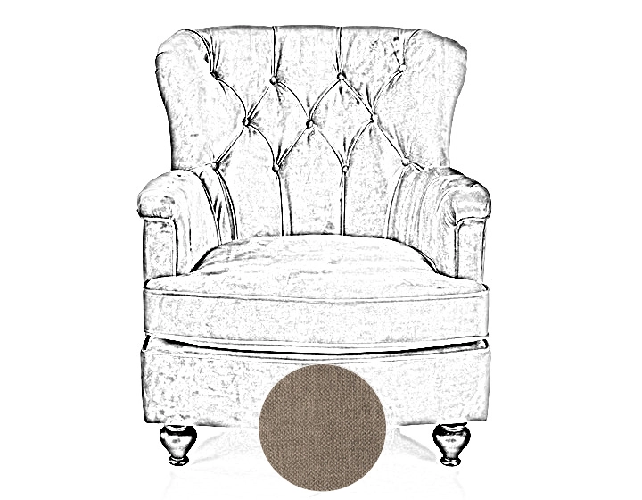 Fauteuil Chesterfield tissu taupe moyen dossier Fauteuil Chesterfield tissu taupe moyen dossier
