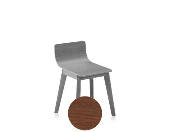 Oak stool H45 cm walnut stained wood