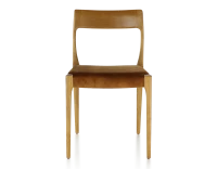 Chaise scandivave bois teinte merisier assise tissu velours bronze