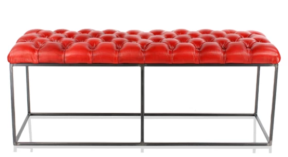Banc Chesterfield cuir rouge