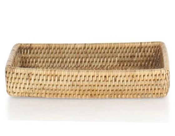 Rectangular natural rattan basket
