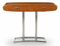 Consola art déco de dos cajones métal et bois teinte merisier
