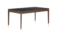 Table salle à manger en chêne et céramique 8 personnes avec bois teinte marron foncé et plateau céramique noir unie 180x100 cm Table salle à manger en chêne et céramique 8 personnes avec bois teinte marron foncé et plateau céramique noir unie 180x100 cm