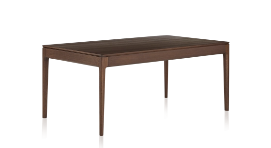 Table salle à manger 8 à 10 personnes en chêne teinte marron foncé plateau bois 210x100 cm
