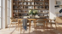 Table salle à manger en chêne et céramique 8 personnes avec bois teinte naturelle et plateau céramique effet ardoise 210x90 cm Table salle à manger en chêne et céramique 8 personnes avec bois teinte naturelle et plateau céramique effet ardoise 210x90 cm