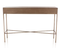 Console design frêne teinte noyer et métal patine laiton 100 cm Console design frêne teinte noyer et métal patine laiton 100 cm