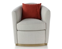 Fauteuil club tissu tissu beige naturel socle bois effet laiton Fauteuil club tissu tissu beige naturel socle bois effet laiton