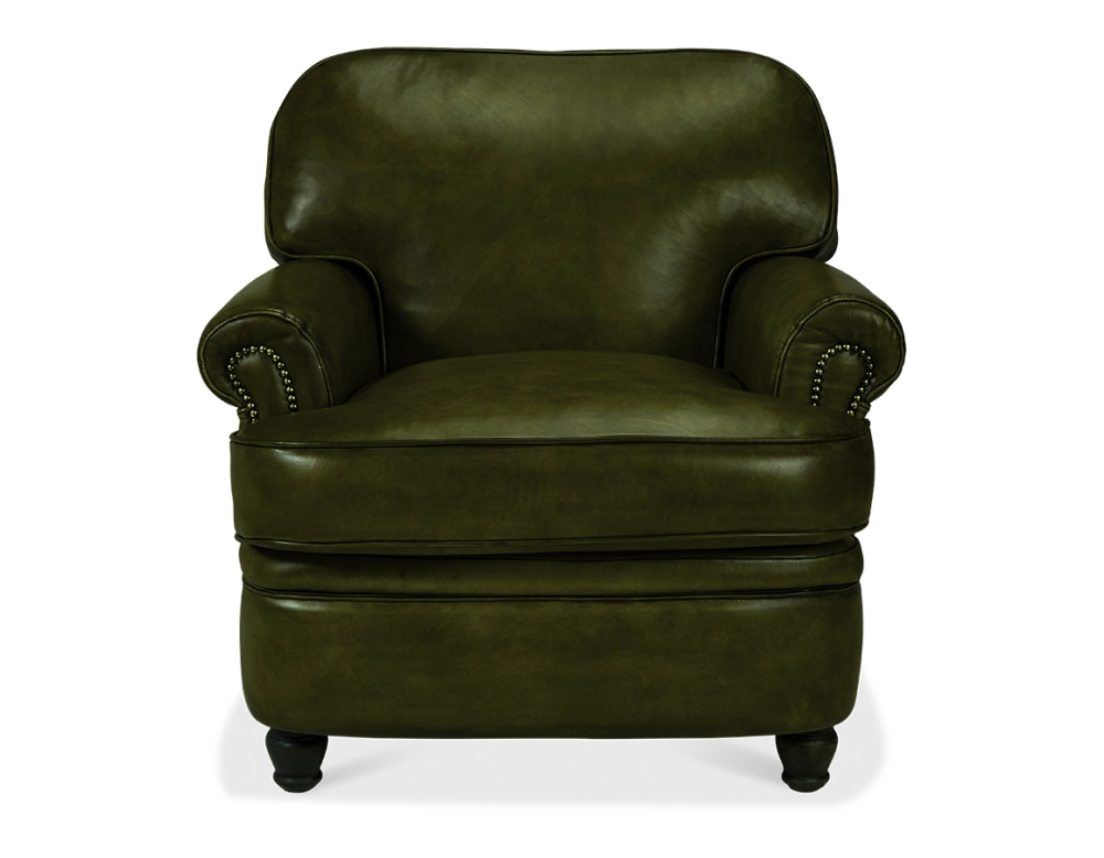 Leather club armchair olive green Leather club armchair olive green