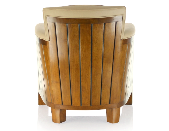 Fauteuil club bois et cuir beige Fauteuil club bois et cuir beige