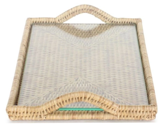 Plateau a fromage rectangulaire en rotin naturel petit modèle