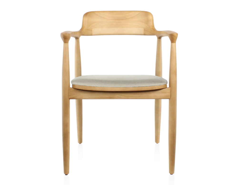 Chaise scandinave bois teinte naturelle assise tissu chevron beige Chaise scandinave bois teinte naturelle assise tissu chevron beige