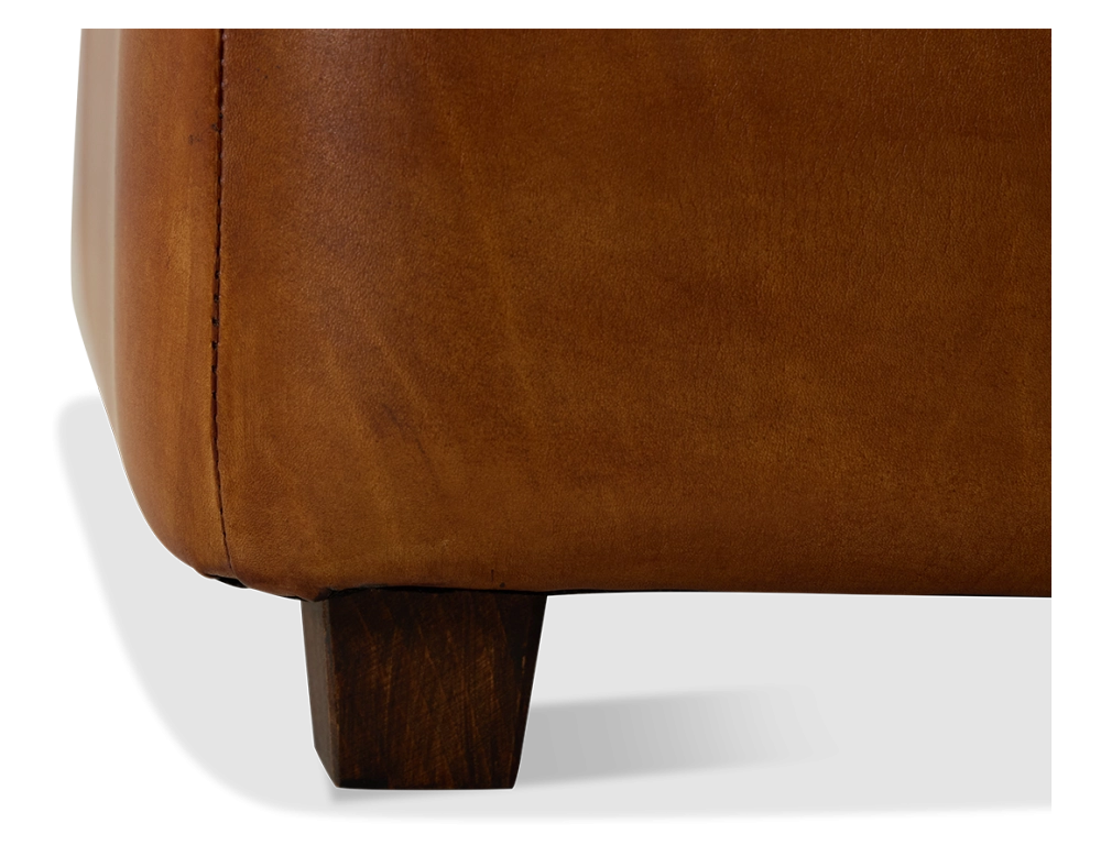 Leather pouffe light brown Leather pouffe light brown