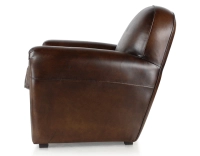 Leather club armchair dark brown piped armrests Leather club armchair dark brown piped armrests