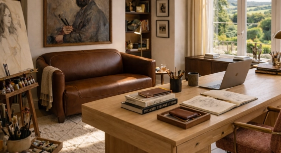 Canapé club cuir 2 places marron vintage