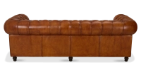Canapé Chesterfield cuir 3 places marron clair accoudoirs cloutés Canapé Chesterfield cuir 3 places marron clair accoudoirs cloutés