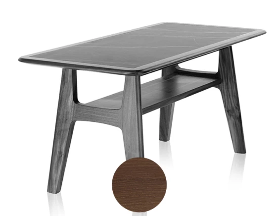 Table basse rectangulaire en chêne teinte noyer dessus bois 100x50 cm