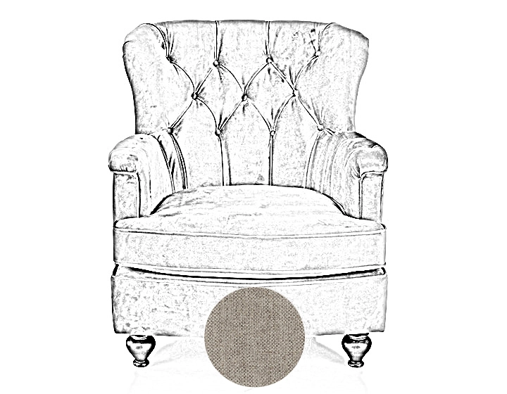 Fauteuil Chesterfield tissu beige naturel moyen dossier Fauteuil Chesterfield tissu beige naturel moyen dossier