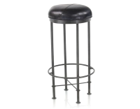 Tabouret de bar vintage cuir noir Tabouret de bar vintage cuir noir