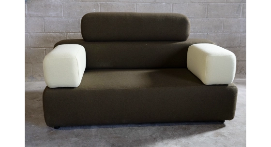 Antique 3 seater sofa tissu en laine bouillie marron