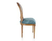 Chaise ancienne style Louis XVI bois teinte ancienne et tissu velours bleu pétrole Chaise ancienne style Louis XVI bois teinte ancienne et tissu velours bleu pétrole