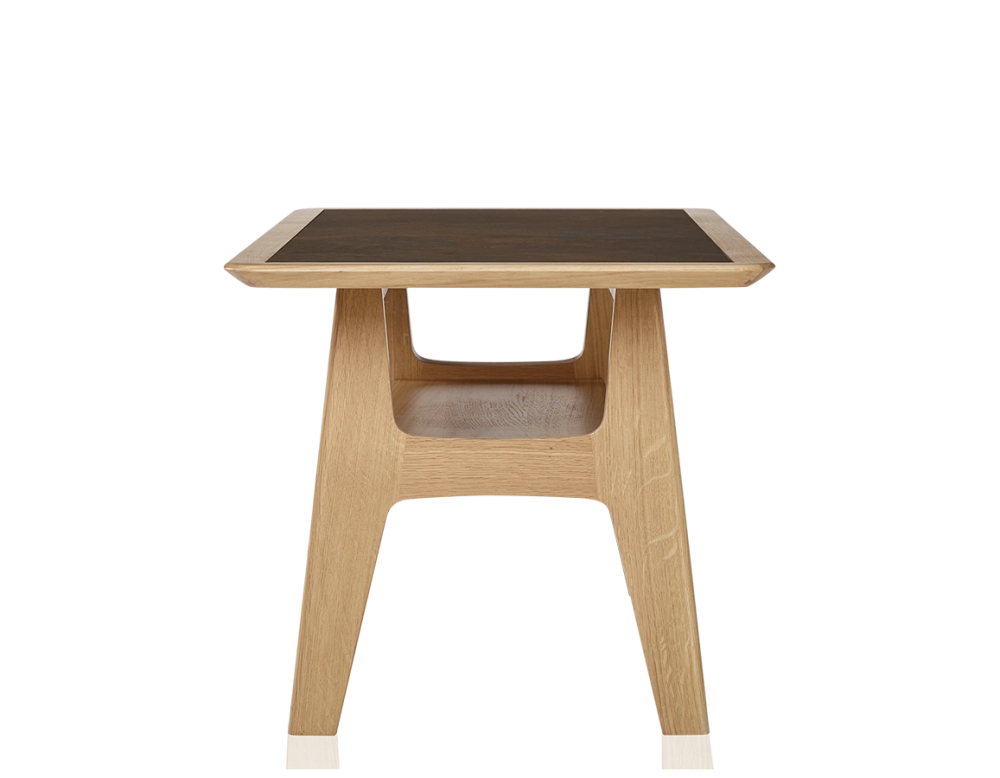 Rectangular coffee table in oak and ceramic with natural stained wood, oxidised brown ceramic top 100x50 cm Rectangular coffee table in oak and ceramic with natural stained wood, oxidised brown ceramic top 100x50 cm