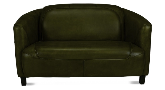 2 seater leather club sofa olive green