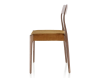Chaise scandinave bois teinte marron foncé assise tissu velours bronze Chaise scandinave bois teinte marron foncé assise tissu velours bronze