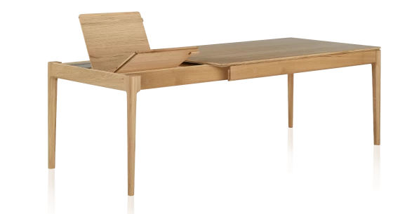 Table extensible en chêne avec plateau et allonges bois teinte naturelle 140x90 cm