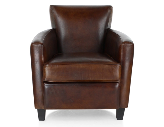 Leather club armchair dark brown