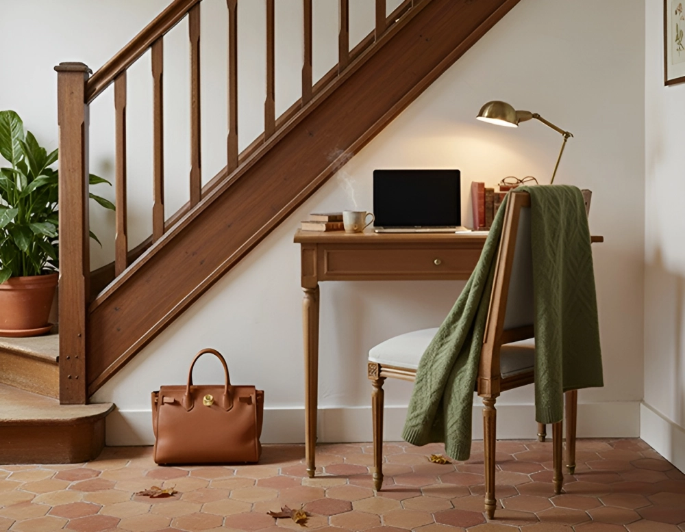 Bureau ancien style Louis XVI plateau bois L80 cm