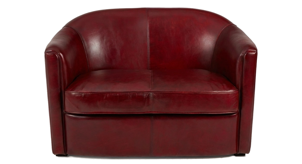 Sofá club de piel de 2 plazas rojo carmín