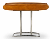 Consola art déco de dos cajones métal et bois teinte merisier