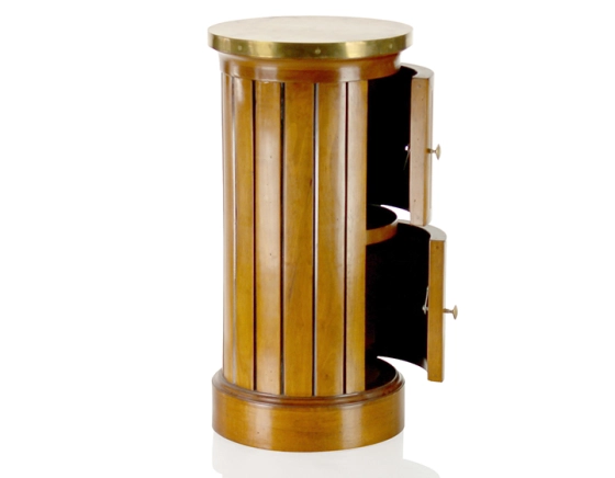 Somno side table cherry-stained wood and brass top