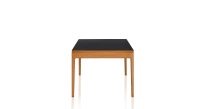 Table extensible 6 à 10 personnes en chêne et céramique allonges bois avec bois teinte merisier et plateau céramique noir unie 140x90 cm