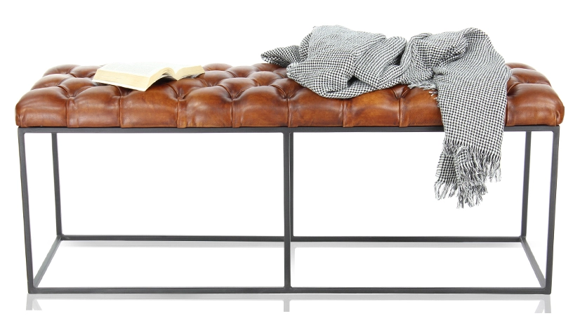 Banc Chesterfield cuir marron clair Banc Chesterfield cuir marron clair