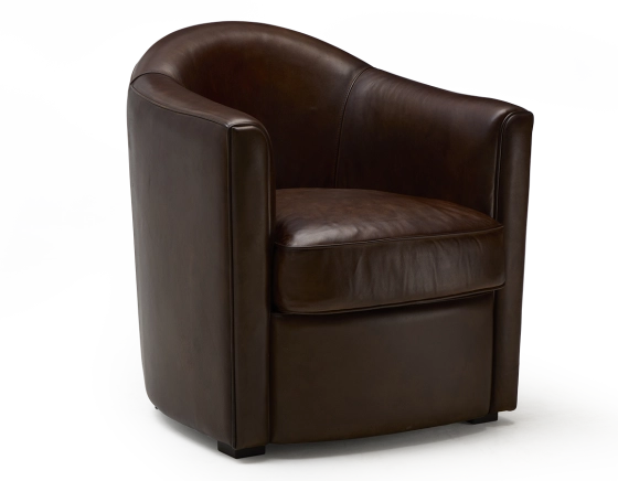 Fauteuil club cuir marron soutenu