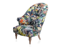 Toad armchair with armrests walnut-stained wooden legs and high-backed jungle fabric Toad armchair with armrests walnut-stained wooden legs and high-backed jungle fabric