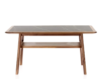Table basse rectangulaire en noyer et céramique bois teinte naturelle plateau céramique effet marbre noir 100x50 cm Table basse rectangulaire en noyer et céramique bois teinte naturelle plateau céramique effet marbre noir 100x50 cm