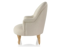 Toad armchair with armrests natural wood stain legs and beige chevron fabric Toad armchair with armrests natural wood stain legs and beige chevron fabric