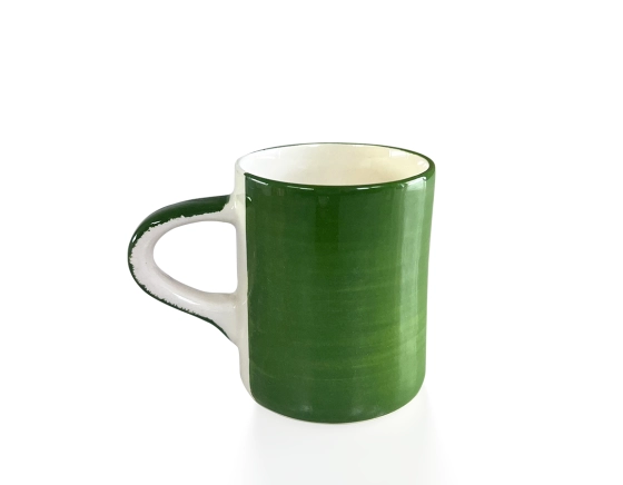 Plain green ceramic coffee cup