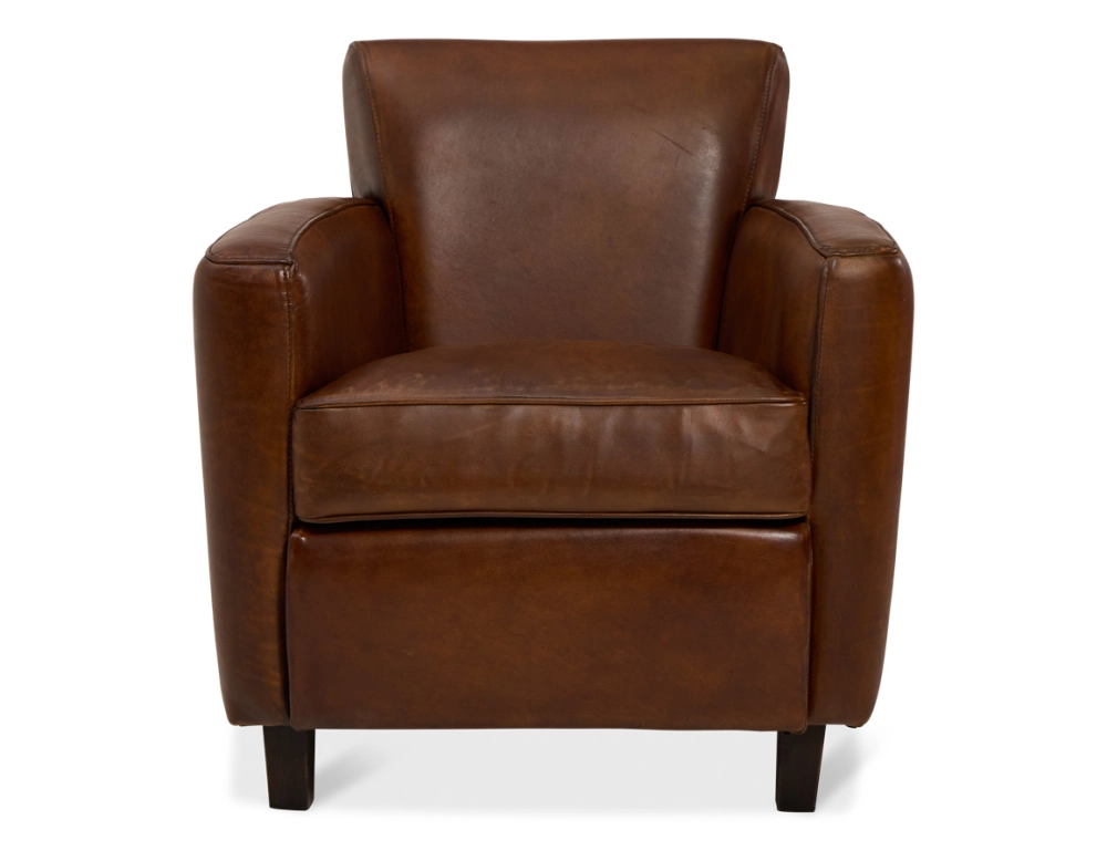 Fauteuil club cuir marron vintage Fauteuil club cuir marron vintage