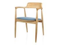Scandinavian chair natural wood stain and denim fabric Scandinavian chair natural wood stain and denim fabric