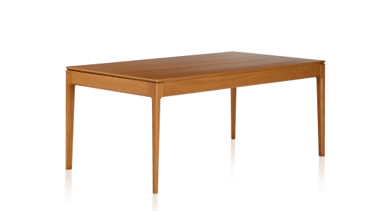 Table salle à manger 6 personnes en chêne teinte merisier plateau bois 140x90 cm