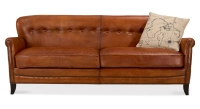 3 seater leather club sofa light brown studded armrests 3 seater leather club sofa light brown studded armrests