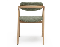 Scandinavian chair wood with natural finish, seat in green mottled fabric. Scandinavian chair wood with natural finish, seat in green mottled fabric.