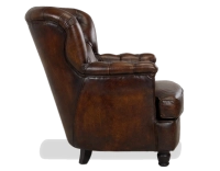 Chesterfield leather armchair medium high back dark brown