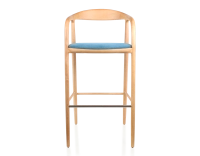 Bar stool h80 cm natural tint blue jean fabric seat natural wood stain and denim fabric Bar stool h80 cm natural tint blue jean fabric seat natural wood stain and denim fabric